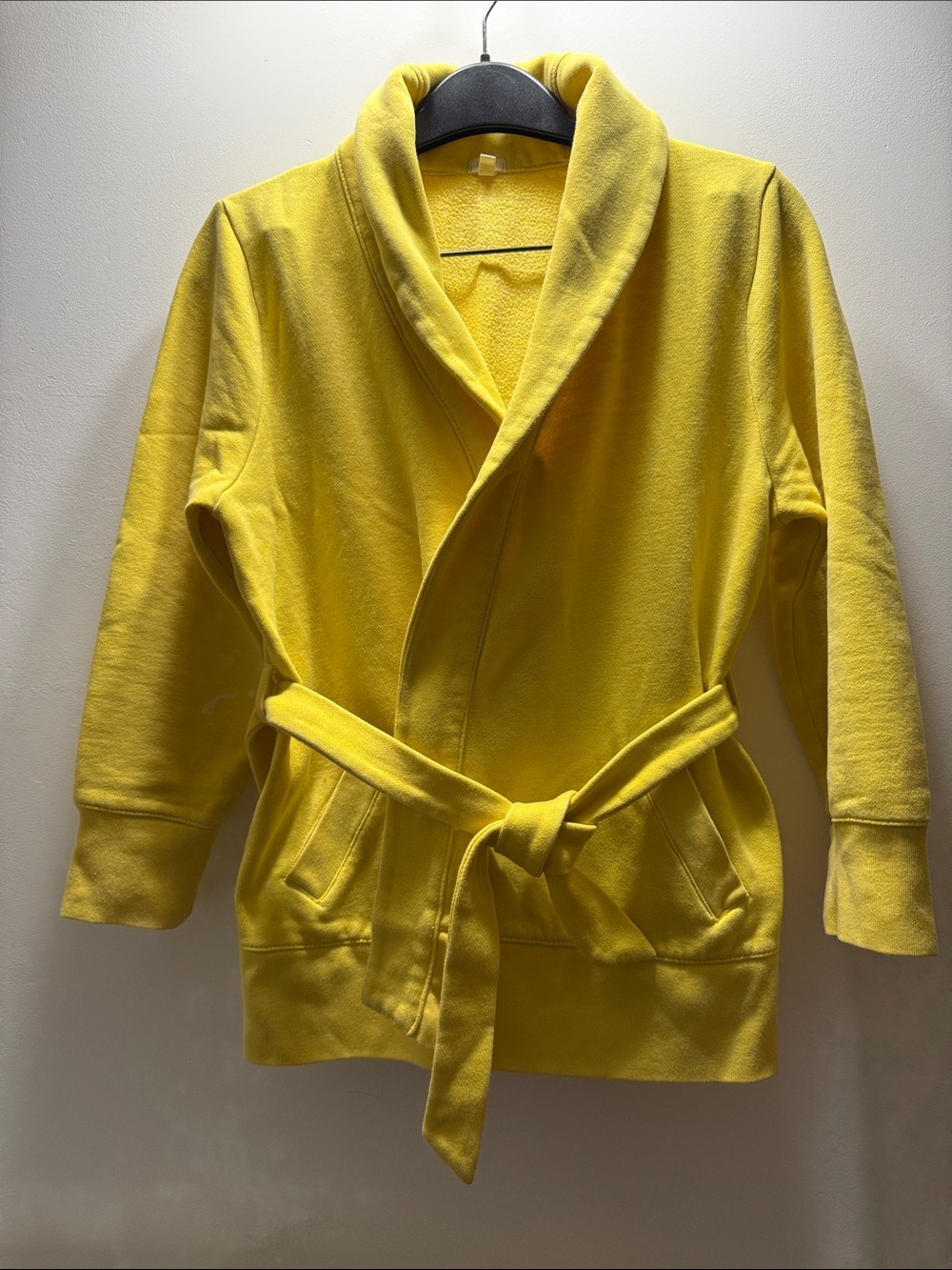 J. Crew Bright Yellow Shawl-Collar Belted sweatshirt Trench Coat
